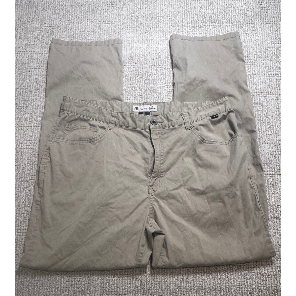 TravisMathew Mens 36 Khaki Tan Tencel Cotton Blend Stretch Straight Leg Pants